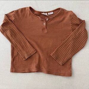Zara Striped Brown Kids Long Sleeve Shirt